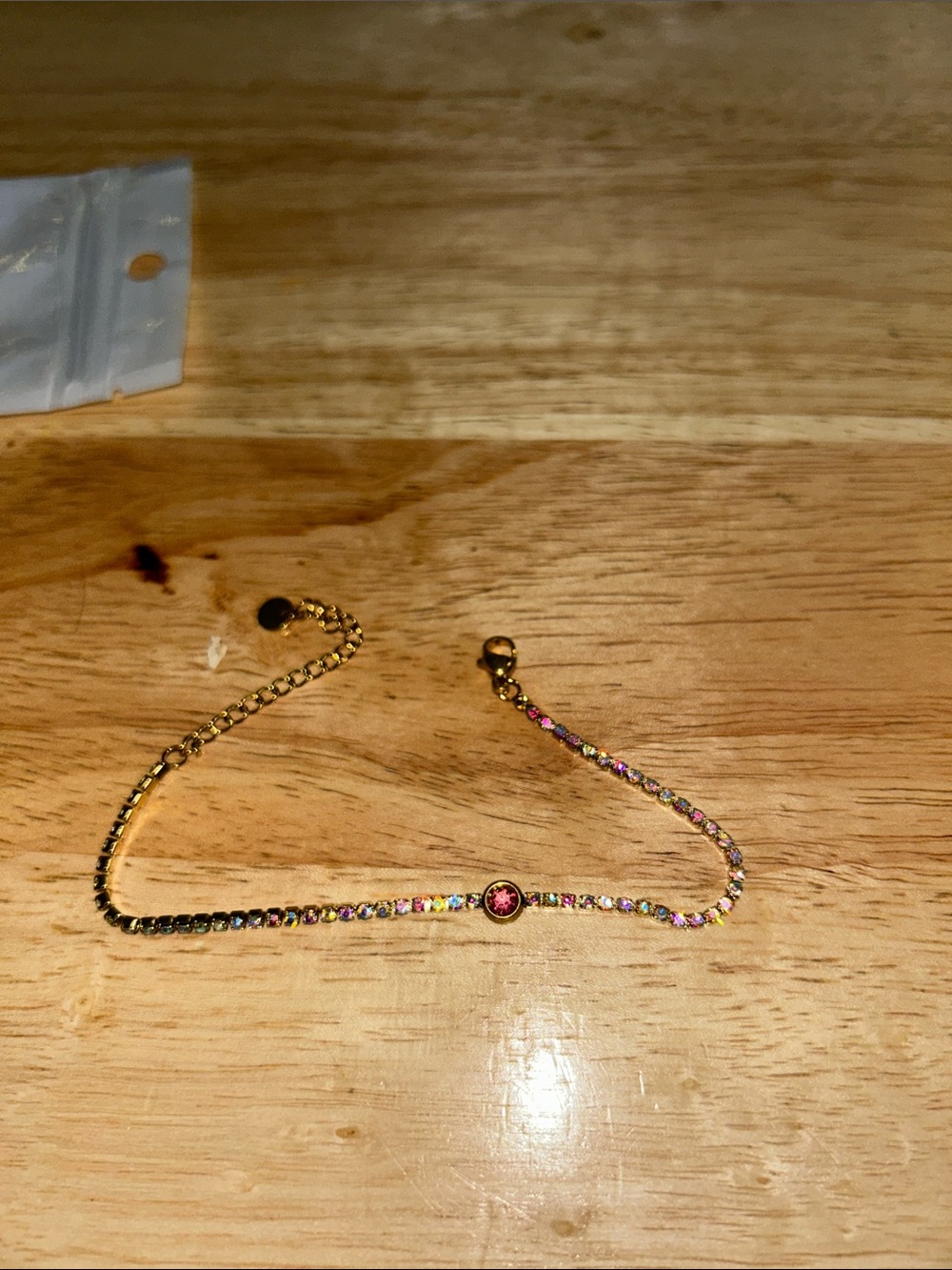 Gold-Tone Pink Crystal Center Tennis Bracelet - Women Jewelry